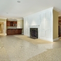 Basement with fireplace and bar