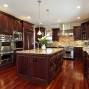 Kitchen with cherry wood cabinetry