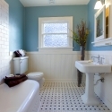 Antique luxury design of blue bathroom